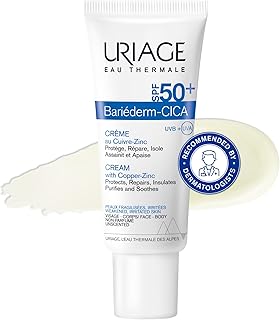 Uriage Bariéderm-Cica Cream Multi Purpose Cream with SPF50+, 40ml - Daily Face Cream with Copper-Zinc - Prevents Formation of Skin Marks - Scars, Tattoos, Laser - Fragrance-free
