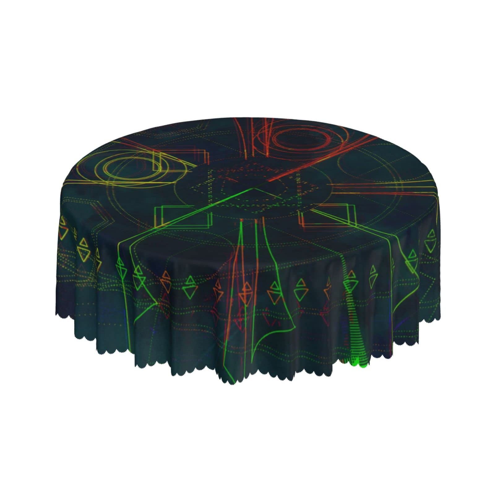 Lsjuee Abstract Geometric Design Colorful Round Tablecloth 60 Inch Printed Washable Tablecloth for Dining Party Holiday Fall Home Decorative