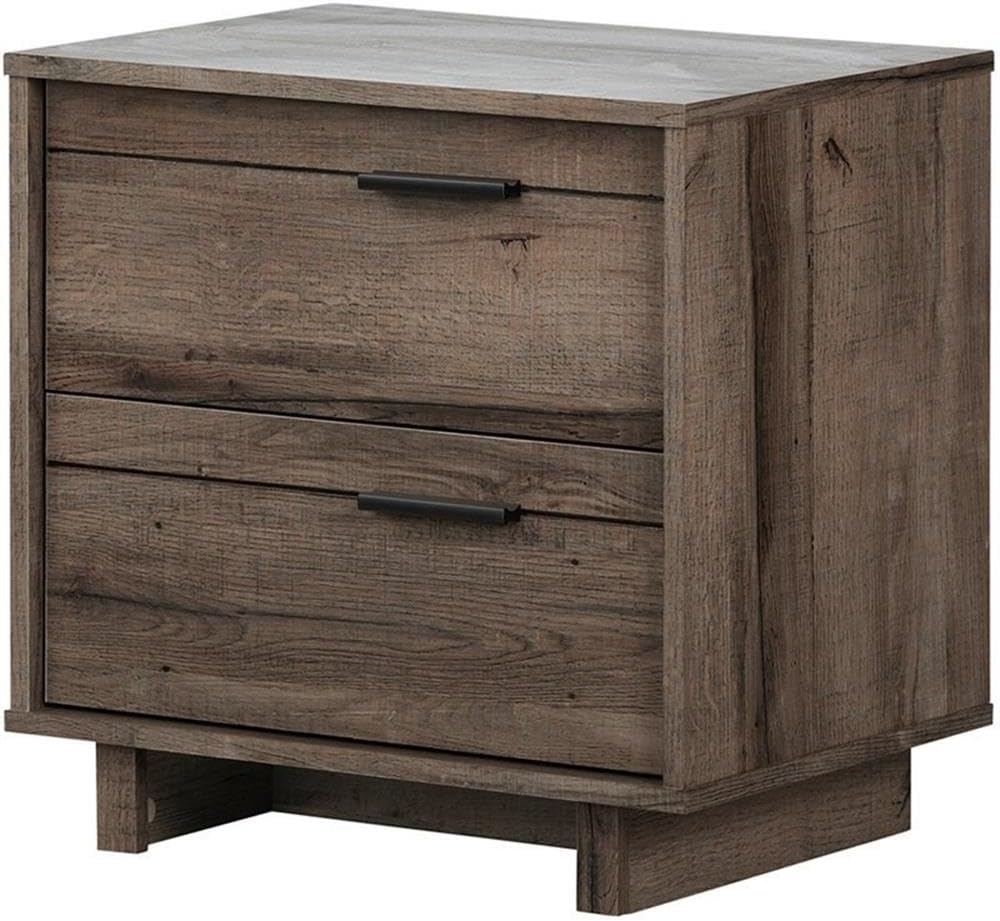 South Shore Fynn 2-Drawer Nightstand Gray Oak, Contemporary