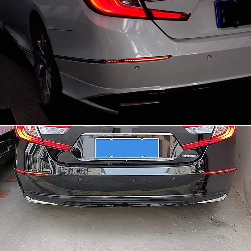 GTINTHEBOX OEM Red Lens Led Rear Bumper Reflector Brake Tail Light w/Sequential Flash Singal Lights for 2018-2022 Honda Accord (Upgraded version)