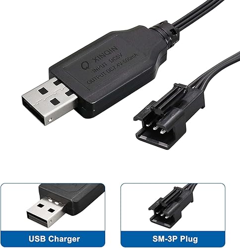 Miniatura 3 de KBT SM-3P Batería de litio Cable de carga USB (2 piezas) para baterías recargables de 7.4 V Vehículo RC Juguete Coche Camión Barco Modelo
