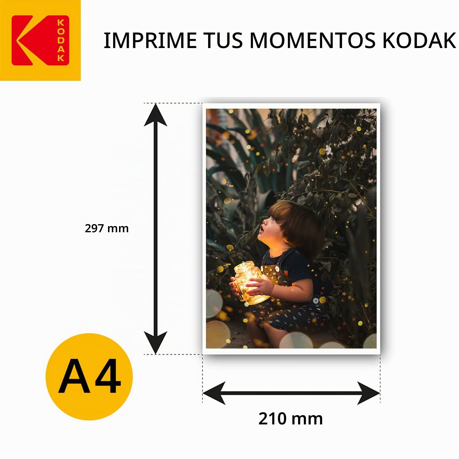 Kodak Papel fotográfico mate, 180 g/m2, DIN A4, 210 mmx297 mm, 50 hojas para impresora de inyección de tinta, papel fotográfico, tarjetas fotográficas, instantáneas, resistentes al agua, color blanco