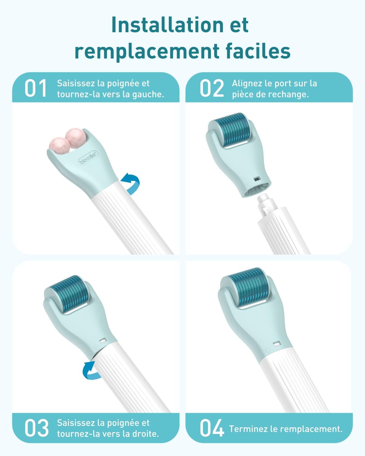 Derma Roller 0.5 mm, Kit Microneedling 10 in 1 pour le soin/massage/nettoyage de la peau, rouleau à barbe 720 aiguilles en titane, Pour les rides, les pores dilatés, les rides et les cicatrices G10