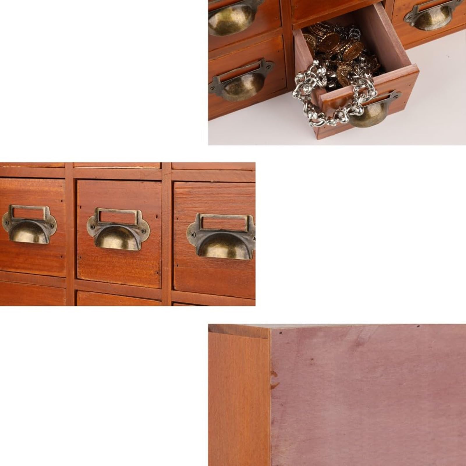 Organizador Escritorio Caja De Almacenamiento De Madera, Gabinete De Catálogo De Tarjetas Con Cajones De Boticario Y 14 Cajones, Caja De Almacenamiento De Madera Para Catálogo De Tarjetas(Brown12)