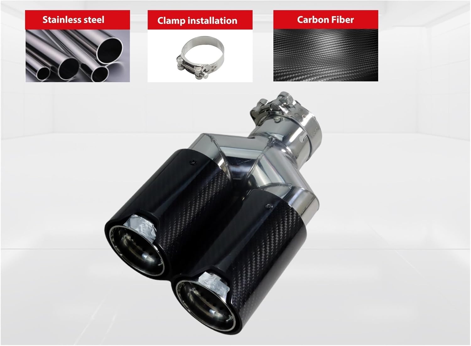 カーアクセサリー ダブルエキゾーストチップ BMW E90 E92 320i 318i