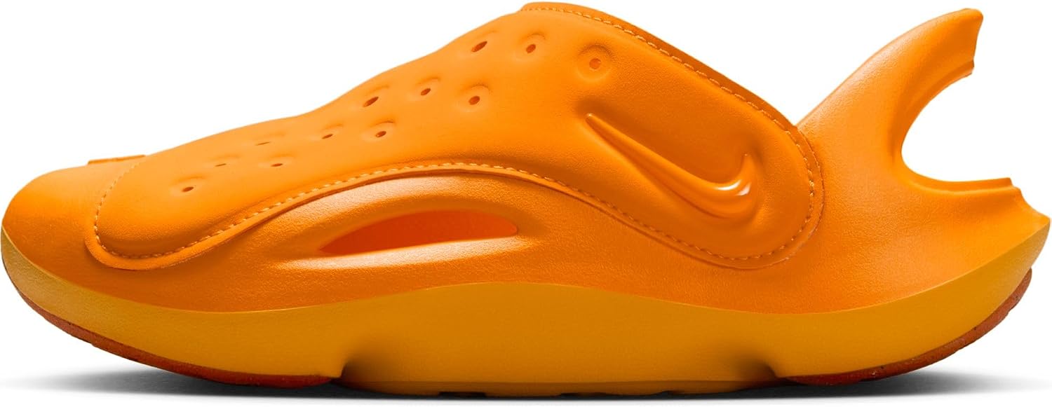 Nike Aqua Swoosh Little Kids' Sandals (FN0876-800, Orange Peel/Picante Red/Orange Peel) Size 10