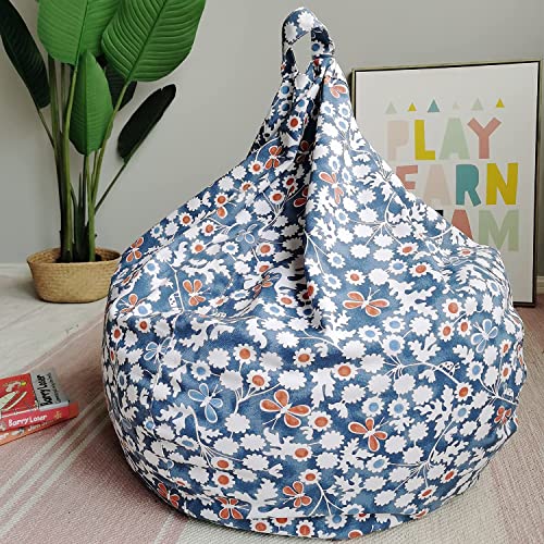 Yuppielife Stuffed Animal Storage Bean Bag Chairs Canvas Cover For Kids(Just Cover，No Filling/Machine Washable Toddler Sofa Cover For Room Decor/Durable Eco-Print Furniture(38'',Insect Paradise) #TOP4