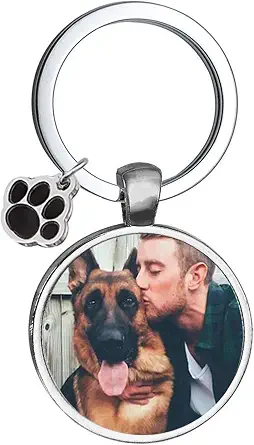 Custom Pet Photo Keychain Personalized Photo Pawprint Dog Tag Engraved Animal Pet Lover