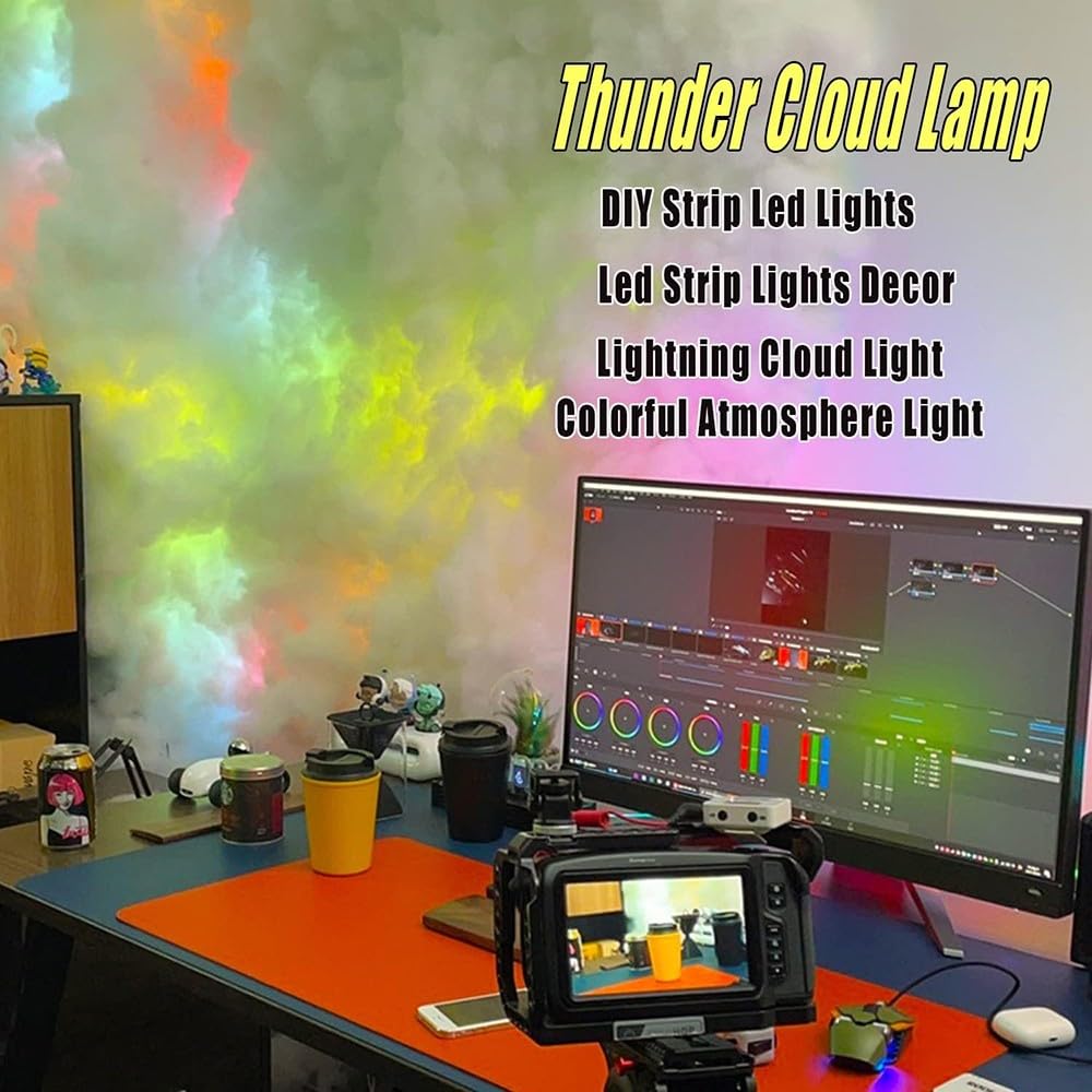 Luz de nube LED, luz nocturna de nube 3D, luces de nube de techo esponjoso, luz de pared de nube RGB Color Ajustable con Control Remoto decoración navideña para el hogar 10m