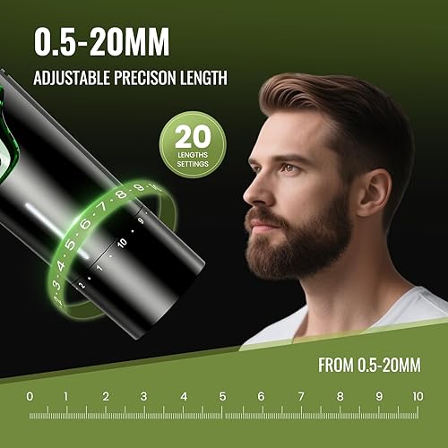 Miniatura 7 de Cortadora de barba prémium para hombres, kit de afeitadora eléctrica al vacío para hombres, 20 niveles ajustables, afeitadora en húmedo y seco,