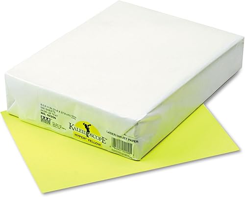 Pacon 102200 Kaleidoscope - Papel de colores multiusos, 24 libras, 8-1/2 x 11, Hyper Yellow, 500/Rm