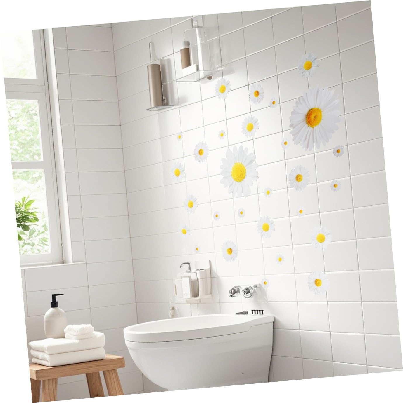 TOYANDONA 5piezas Pegatina Decorativa De Pared Diseño De Flores De Margarita Calcomanía Autoadhesiva Para Decoración De Salón y Habitaciones Para Superficies Lisas