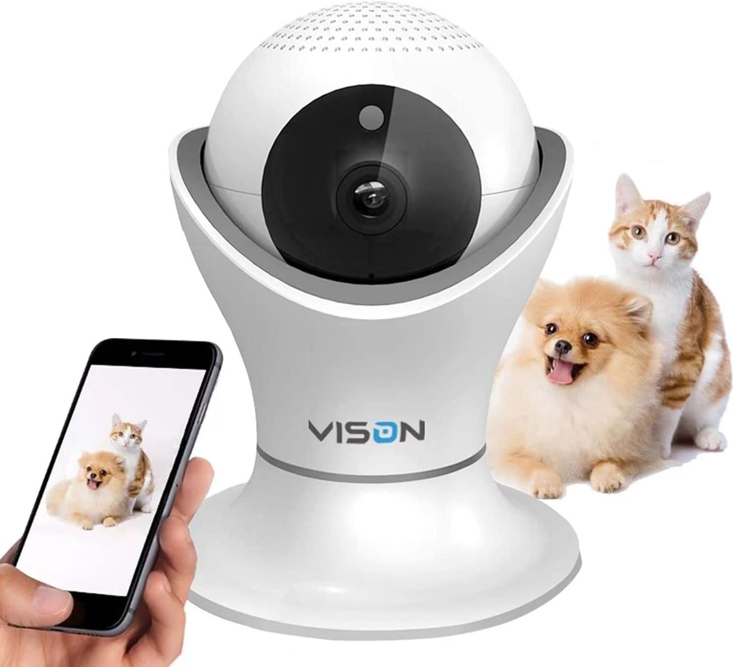 HD 1080p Pet Camera,Dog Camera 360° Pet Monitor Indoor Cat Camera with Night Vision and Two Way Audio
