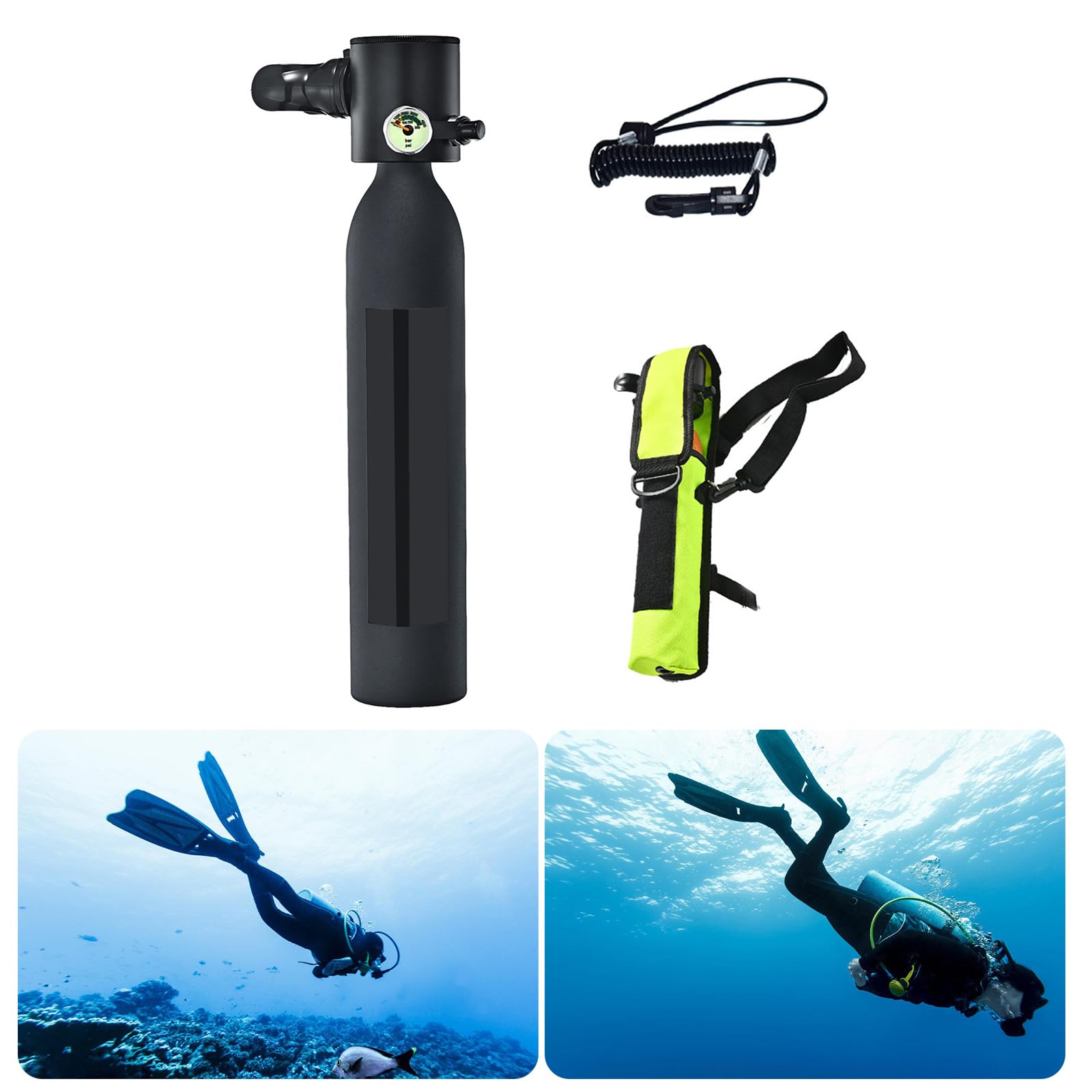 XUZHID Air Tank?Scubas Tanks 0.5L Scubas Diving Tanks for Underwater Breathing 5-10Minutes Diving Time Diving Tanks Snorkeling Air Tanks