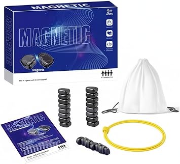 Magnet Game with 32 Stones, Magnetic Chess Game with String, for Family & Party & Travel & Camping, Puzzle Strategy Game