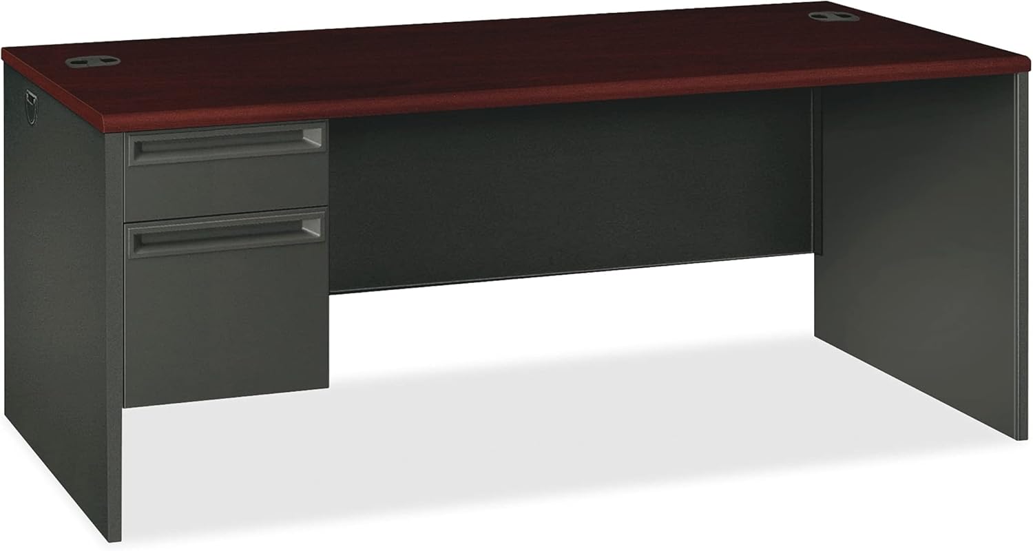 HON 38294LNS 38000 Series 72 by 36 by 29-1/2-Inch Left Pedestal L-Workstation Desk, Mahogany