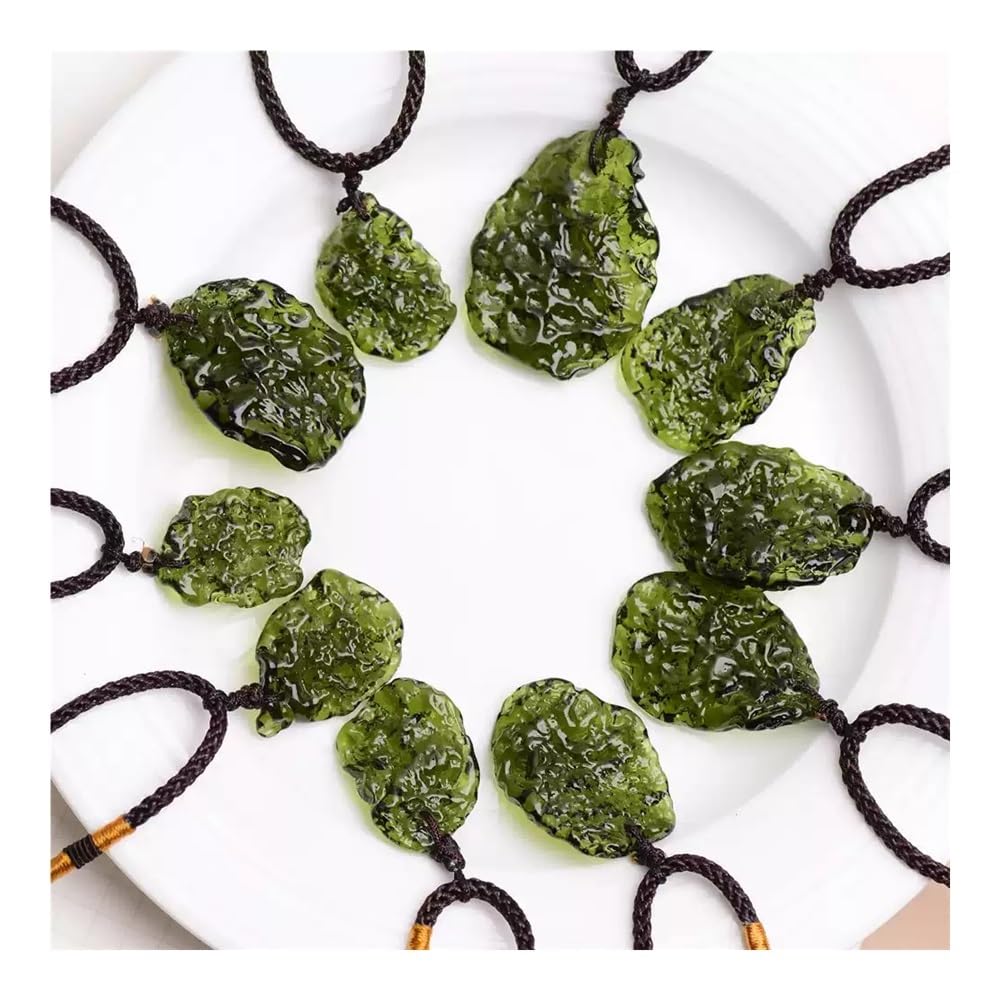 1PC Collana in vera Moldavite naturale Collana in meteorite ceco grezzo Cristallo energetico Pietra preziosa Elegante collana, regalo prezioso for gli amici(15-20g)
