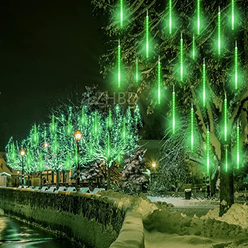 Lluvia de Meteoros Luces, 30 cm 8 Tube Impermeable LED de Luces Guirnalda de Luzs Manguera de Luces Decorativas Cadena para Árbol Navidad Jardín Fiesta Navidad, Upgrade Versión, Verde Cover