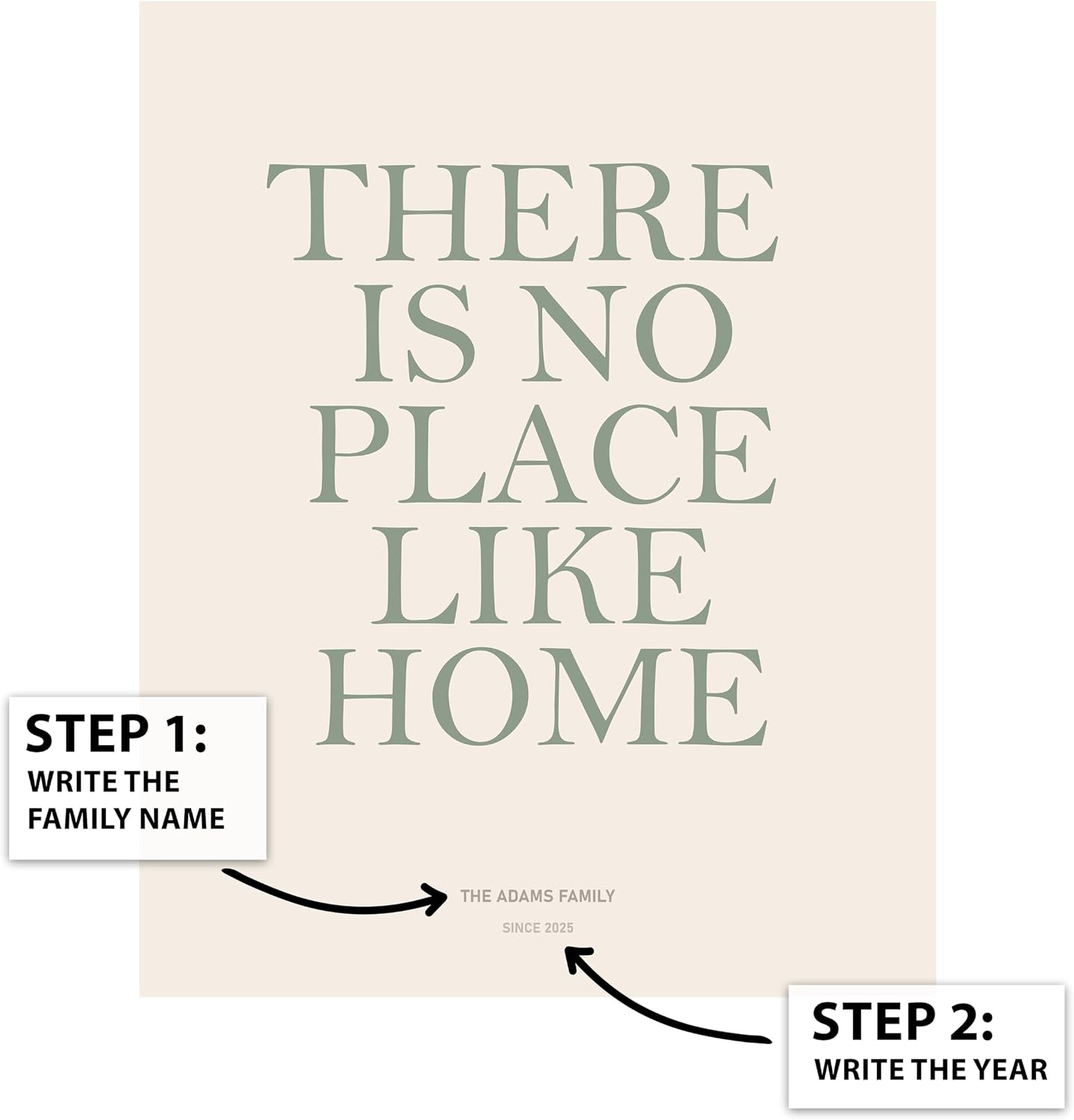 Poster Master Personalized There is No Place Like Home Print, Customized Typography Poster and Canvas, Family Art, Minimal Decor, Gift for Family, Friends, Available in 8x10 to 30x40