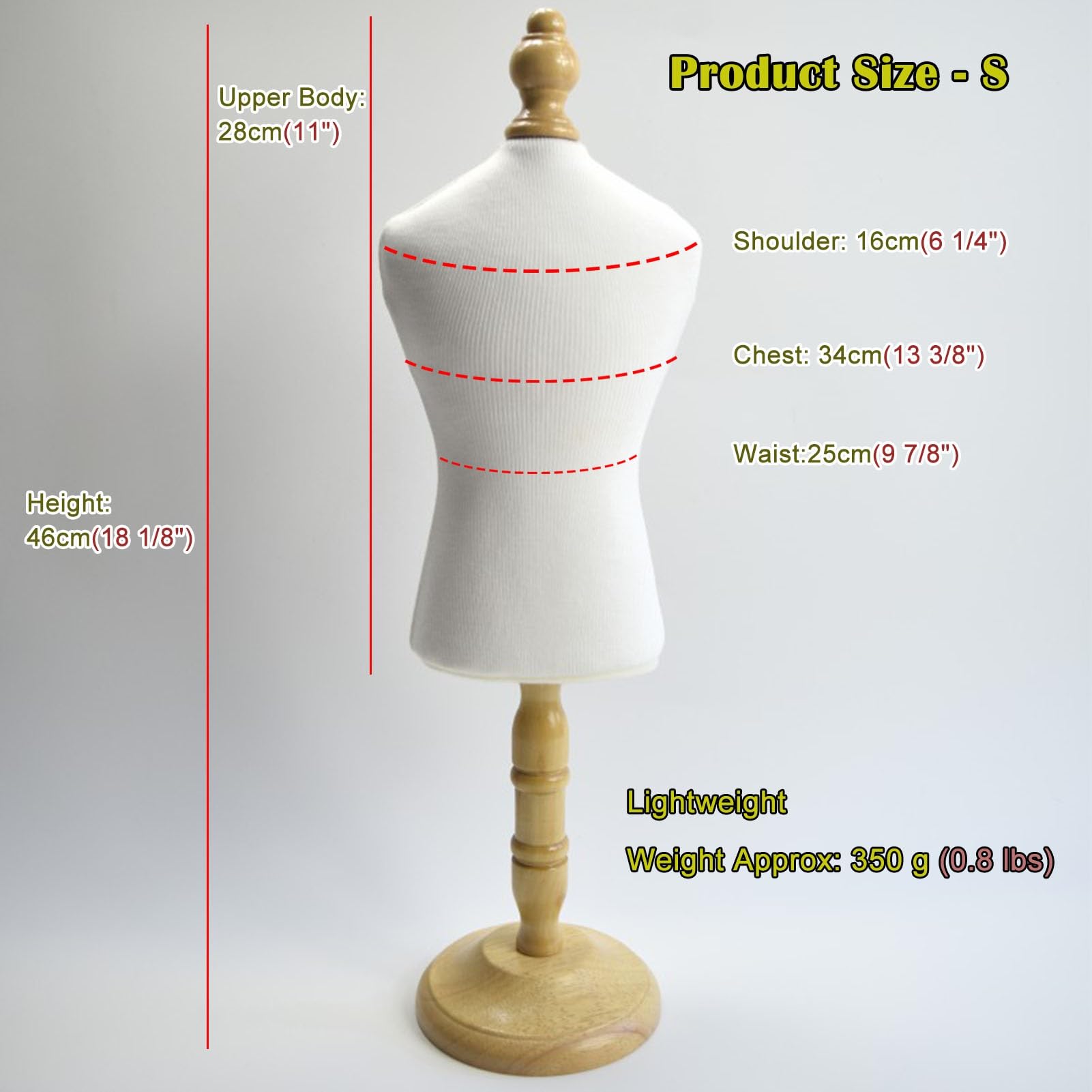 Generisch Schaufensterpuppe, Mini-Schneiderpuppe für Hunde und Katzen, abnehmbare Nähhilfe, Kleiner Holzsockel, ideal für Kleidervitrinen, Schaufensterdekoration, perfekt für Puppenkleidung