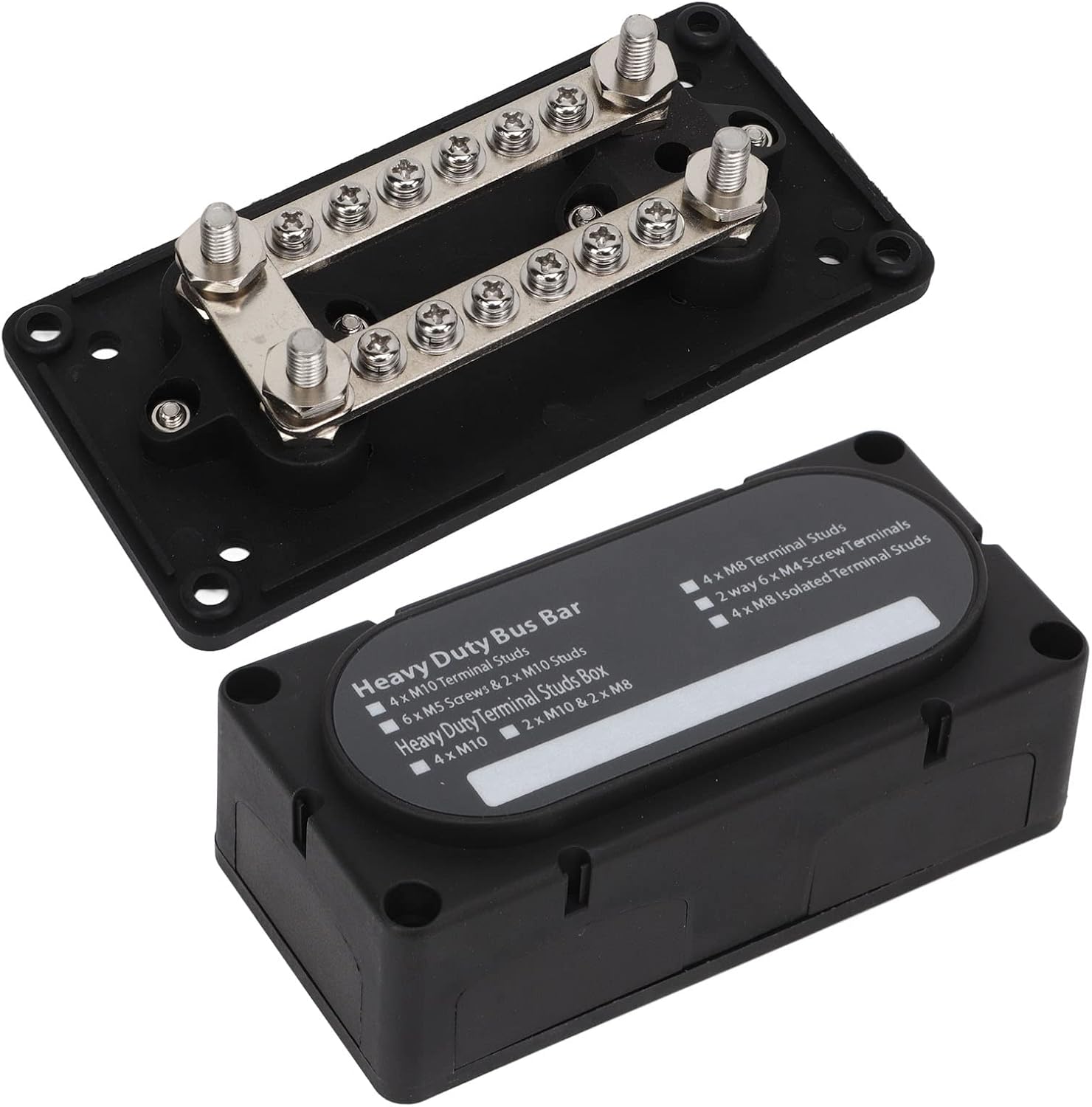 4 Post 100A Dual Busbar Power Distribution Block, Heavy Duty 12 48V Universal for Car, Truck, RV, Boat & Industrial Equipment