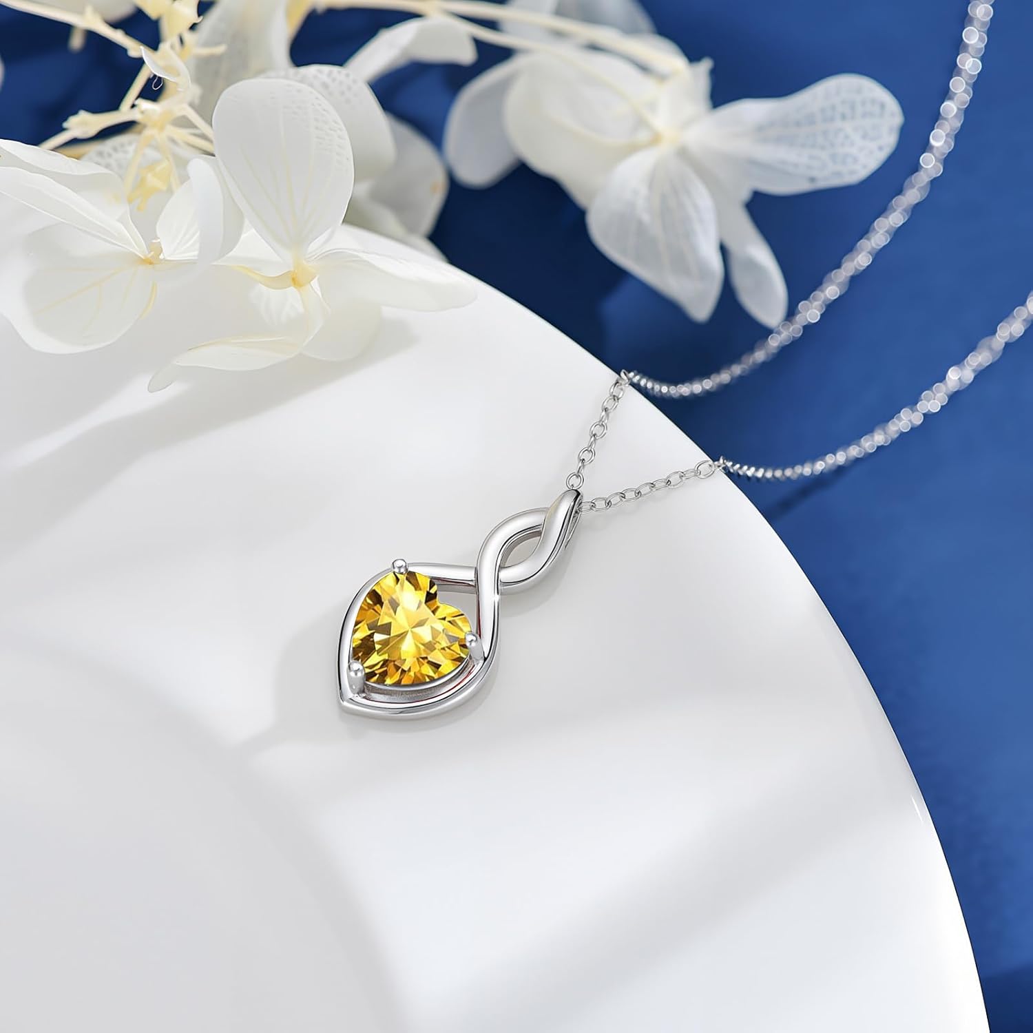 Birthstone Necklace for Women 925 Sterling Silver Heart Love Infinity Jewelry Valentines Day Birthday Gifts for Her Girlfriend Wife Mom - Image 5