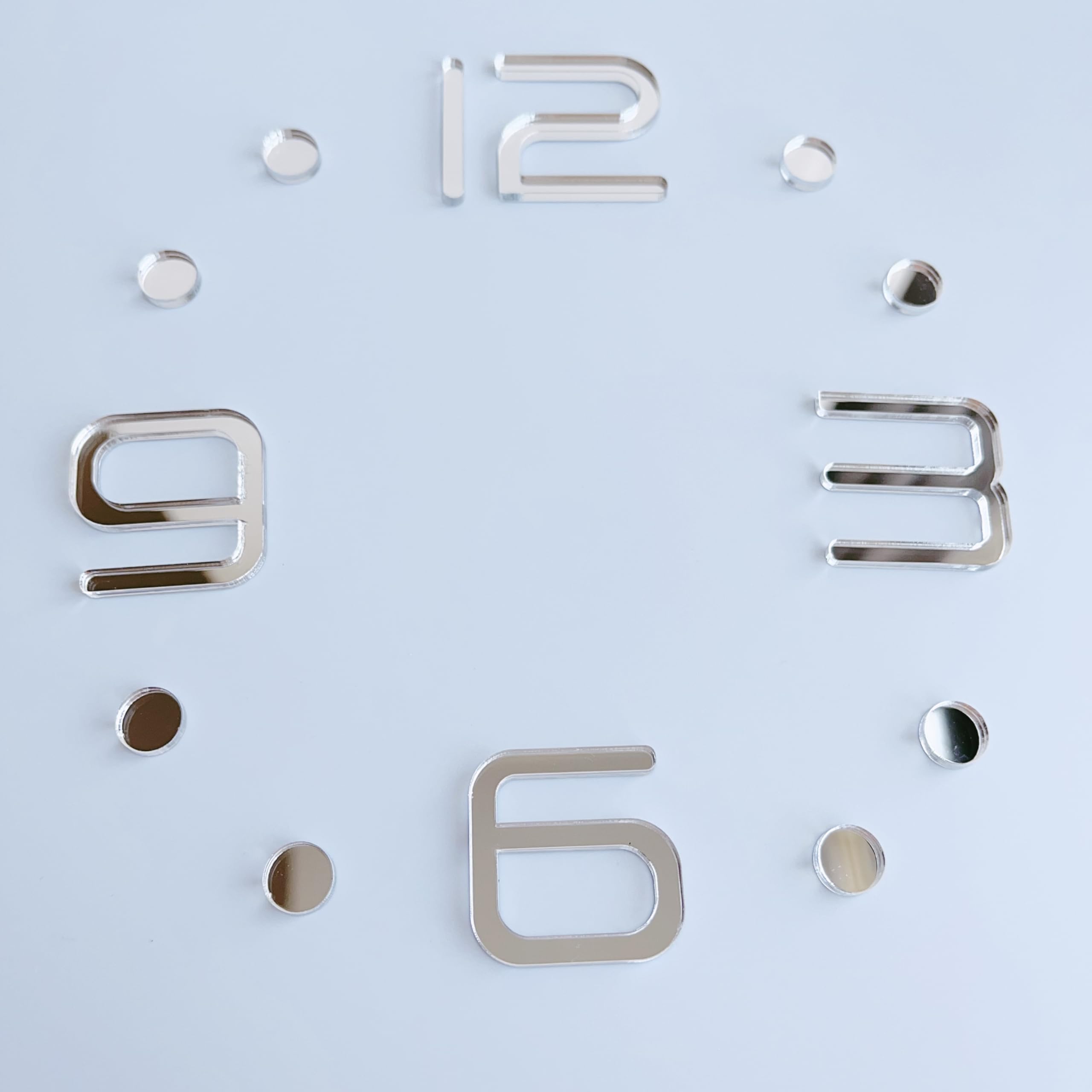 NUO RUI 12 Pcs Arabic Numerals Mirror Gold Digits and Points for a Wall Clock (Mirror Silver)