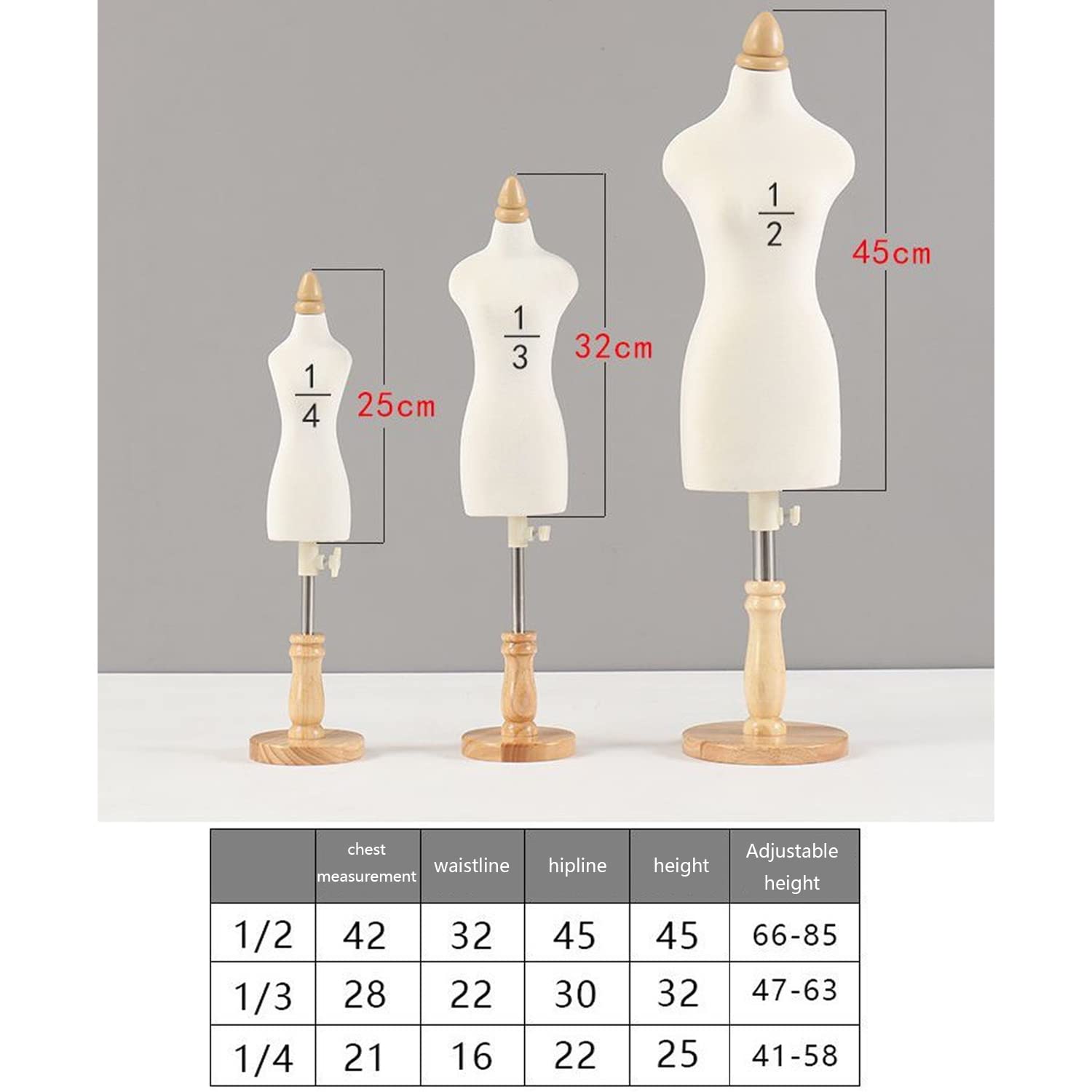 Schaufensterpuppe Kleine Dressmakers Dummy, justierbare Höhe, Schneider Manikins Mini Puppe Kleid Form Anzeige Puppenhaus Zubehör Dekoration 1/4 c