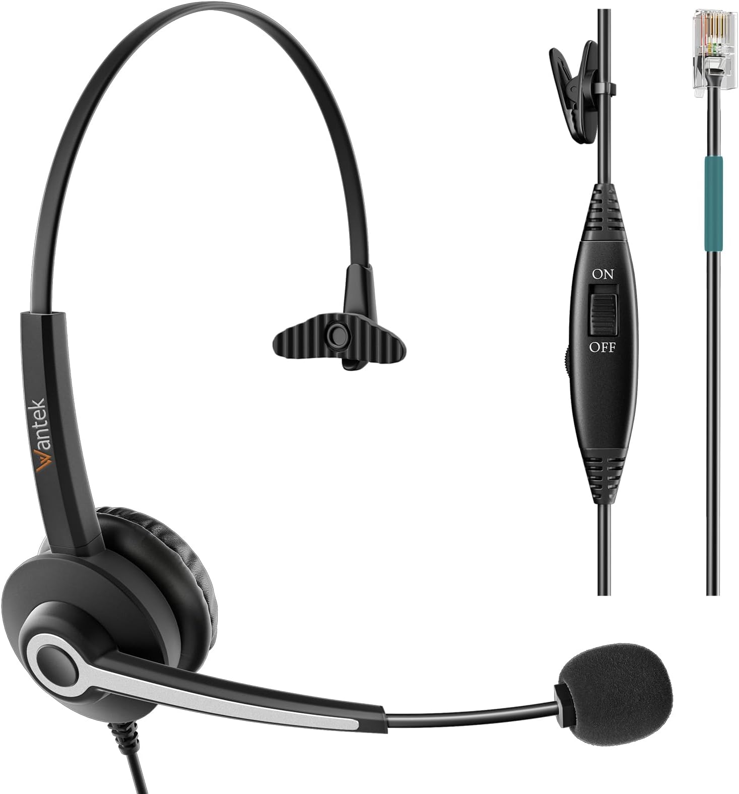 Wantek681N Headset with Microphone, RJ9 Headphone for Telephones, Headset with Noise Canceling Mic for Avaya Aastra Gigaset InterTel Mitel MiVoice NEC Nortel Packet8 Plantronix Polycom ShoreTel