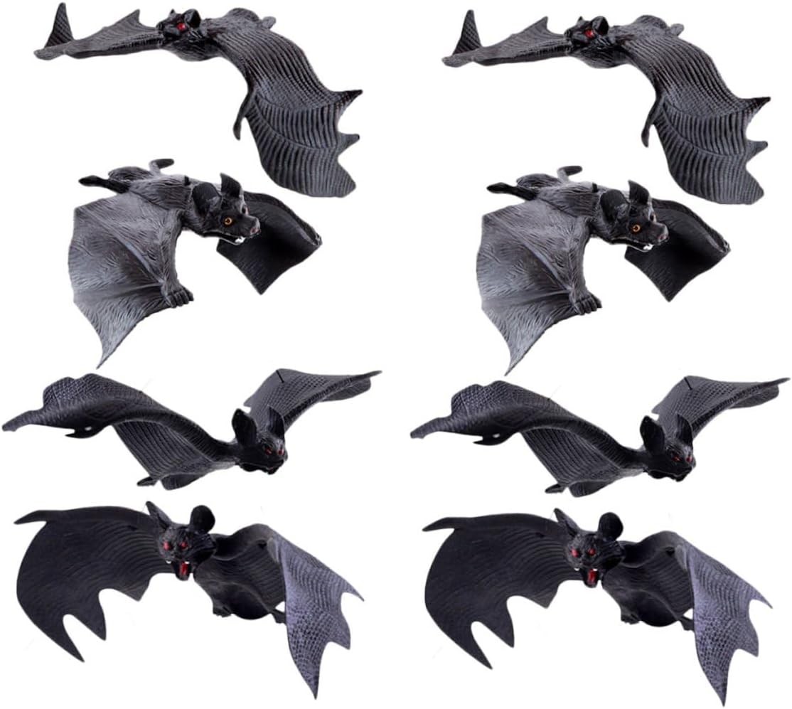 SOLUSTRE 8pcs Halloween Hanging Bat Ornaments Realistic Simulation Flying Bat Pendants Thickened and Regular Sizes Indoor Outdoor Party Supplies Decorations