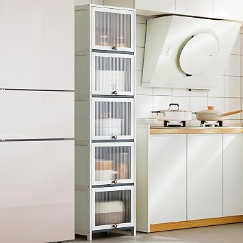 Cupboard Gap Storage Kitchen Storage Sideboard Cabinet Kitchen Shelf Storage Cabinet Seam Cabinet Locker Floor Standing Multi-Layer Narrow Gap Cupboard Pot Refrigerator Dish 40*32*172cm