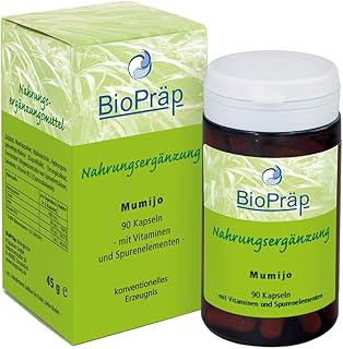 BioPräp Shilajit Mumijo | 90 Kapseln | aus dem Himalaya | vegan | pflanzliche Natursubstanz mit Mineralien und Spurenelementen | Made in Germany | zertifizierte Produktion