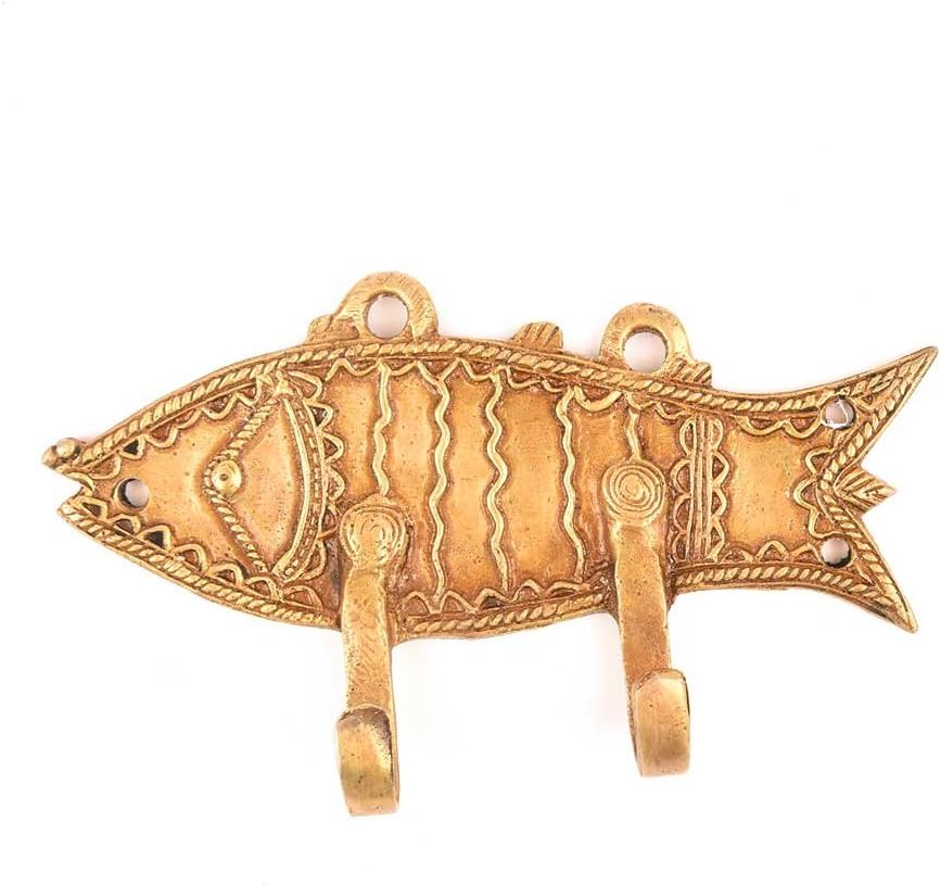 Indian Shelf 1 Piece Brass Multicolor Wall Hooks for Bags, Keys & Coats
