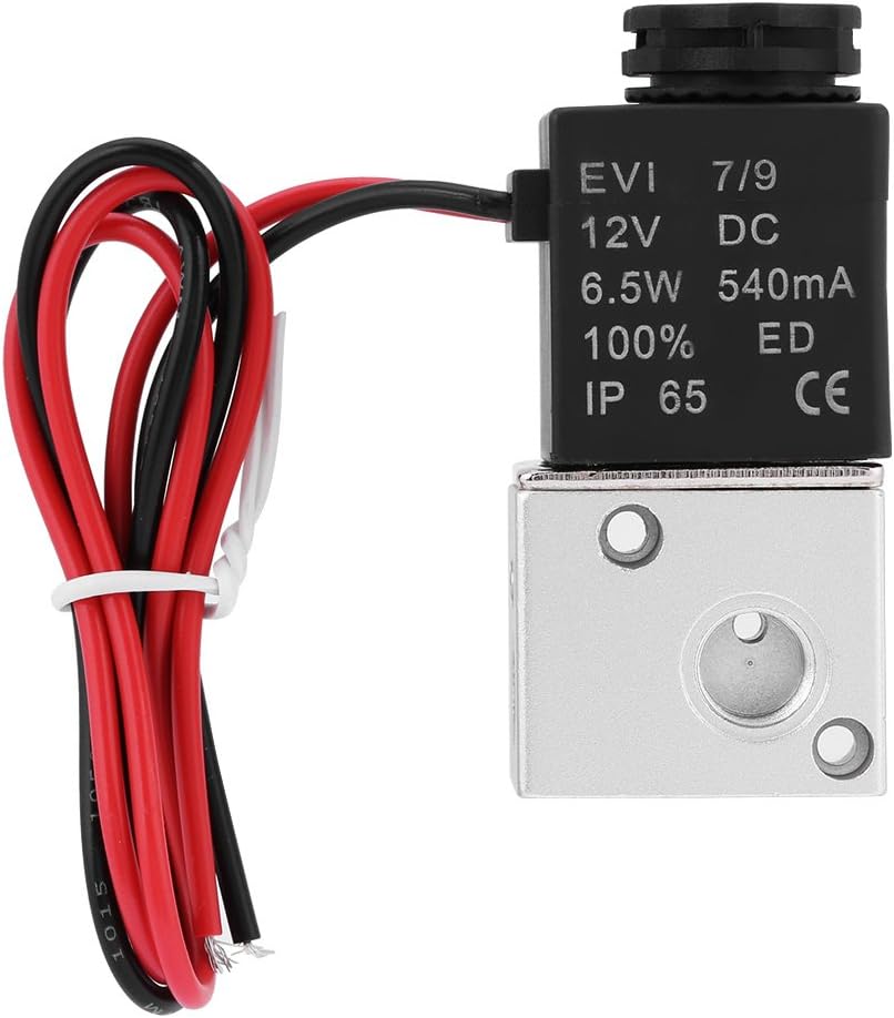 Solenoid Air Valve, 3V1-06 3-Way DC12V 1/8 | Normally Closed Electromagnetic Valve, Brass Body, Stainless Steel Core, Pneumatic Control Automation