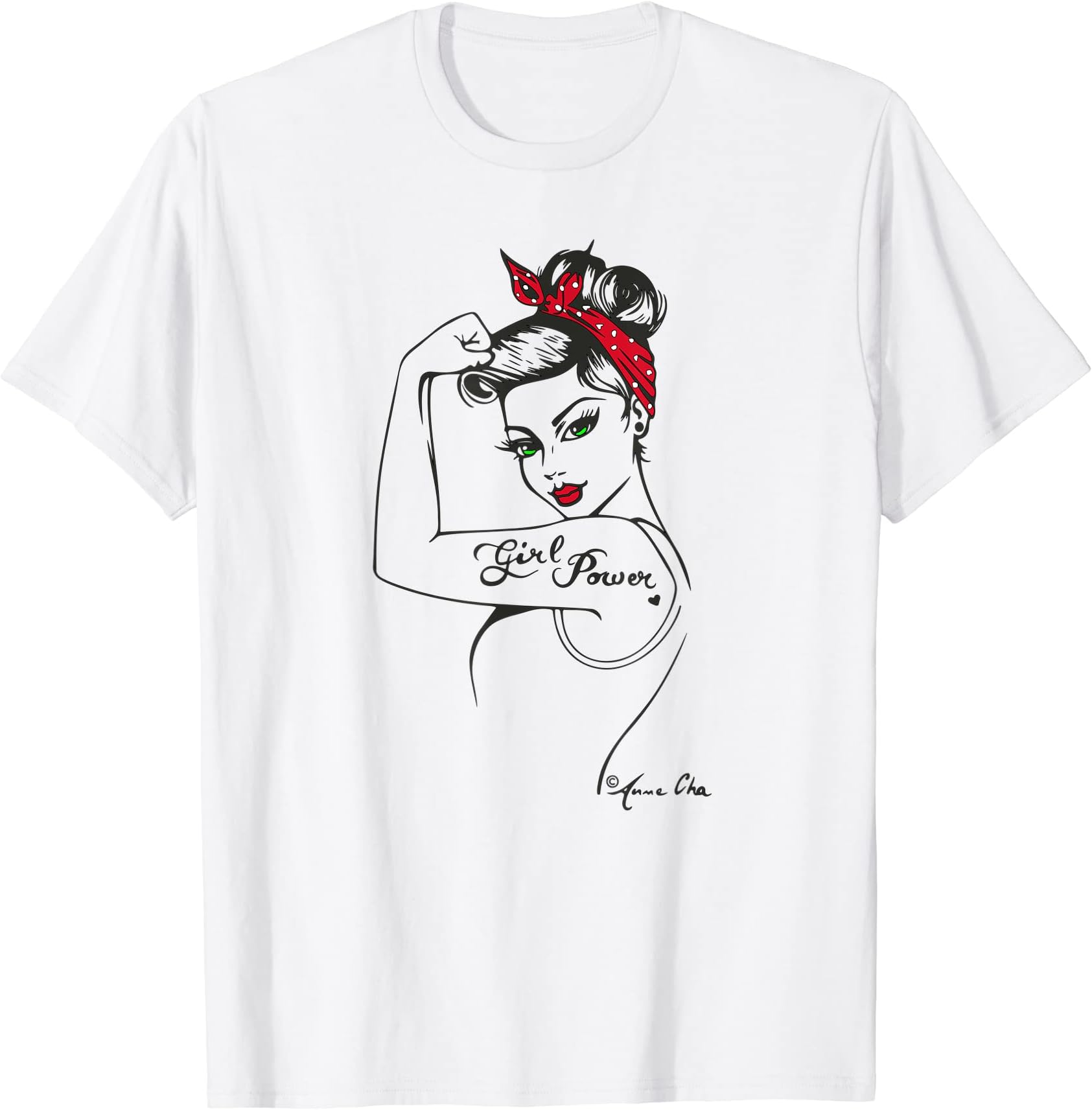 Anne Cha ArtGirl Power Modern Rosie the Riveter vintage retro pinup icon T-ShirtOEKO-TEX STANDARD 100