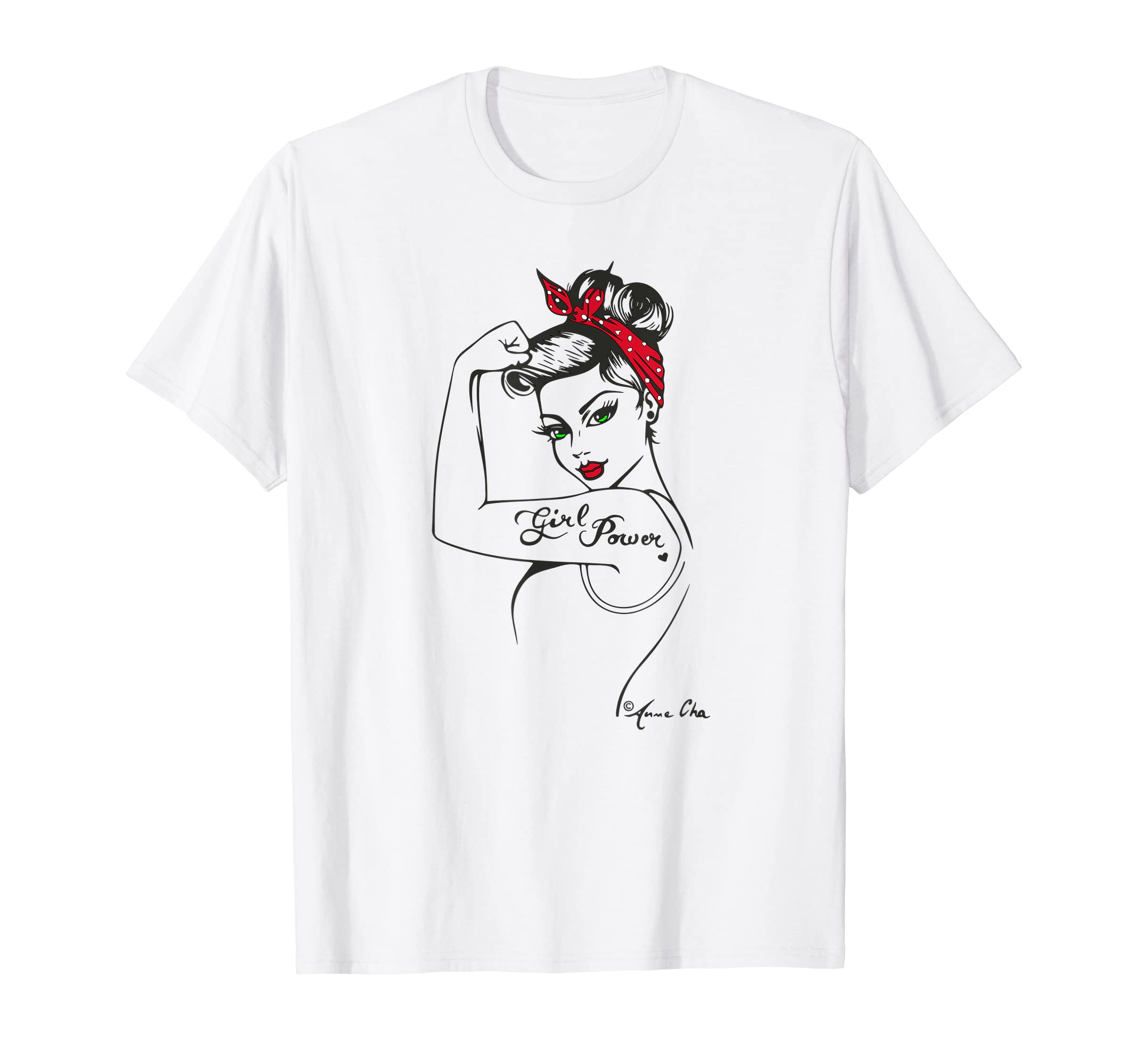 Anne Cha ArtGirl Power Modern Rosie the Riveter vintage retro pinup icon T-ShirtOEKO-TEX STANDARD 100