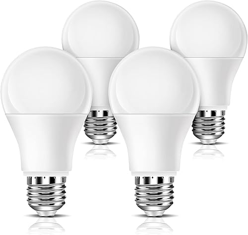 BoRccdit Bombilla de espectro completo 4 unidades, bombillas de luz solar natural de 6000 K, bombillas brillantes equivalentes a 9 W 60 W, luz