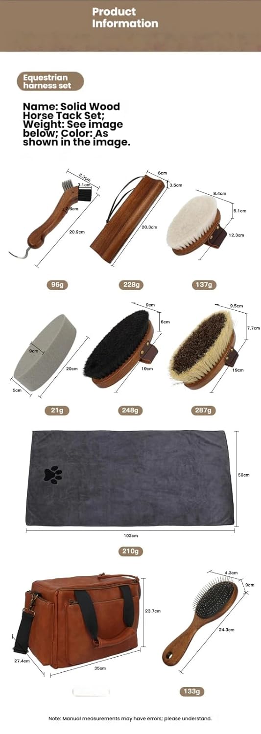 Professional level horse beauty care set/9-piece set of horse brush beauty products/matching storage bag/gift box for advanced equestrian stable care tools