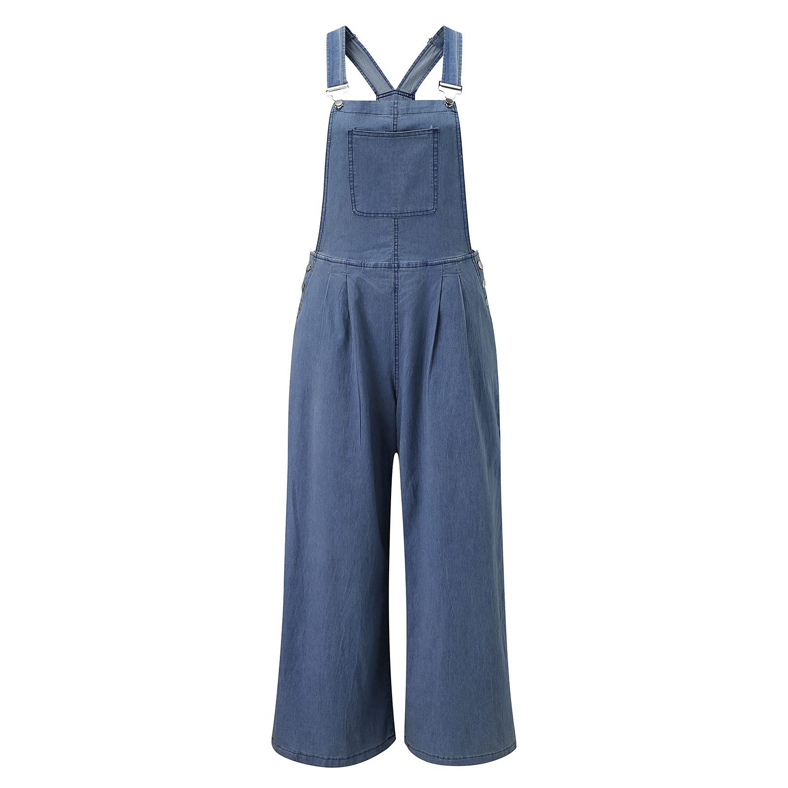 Salopette da donna in jeans, lunghezza elasticizzata, salopette da donna, jeans baggy, tuta elegante in denim, con tasche, senza maniche, stile vintage, da lavoro, casual, estiva, comoda