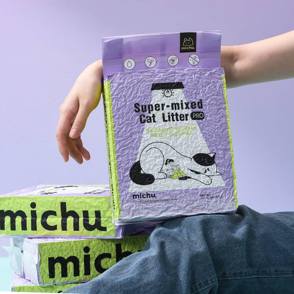 Michu Arena mixta de tofu para gatos, arena para gatitos desechable resistente, 5 libras/88 onzas (paquete de 2, original)