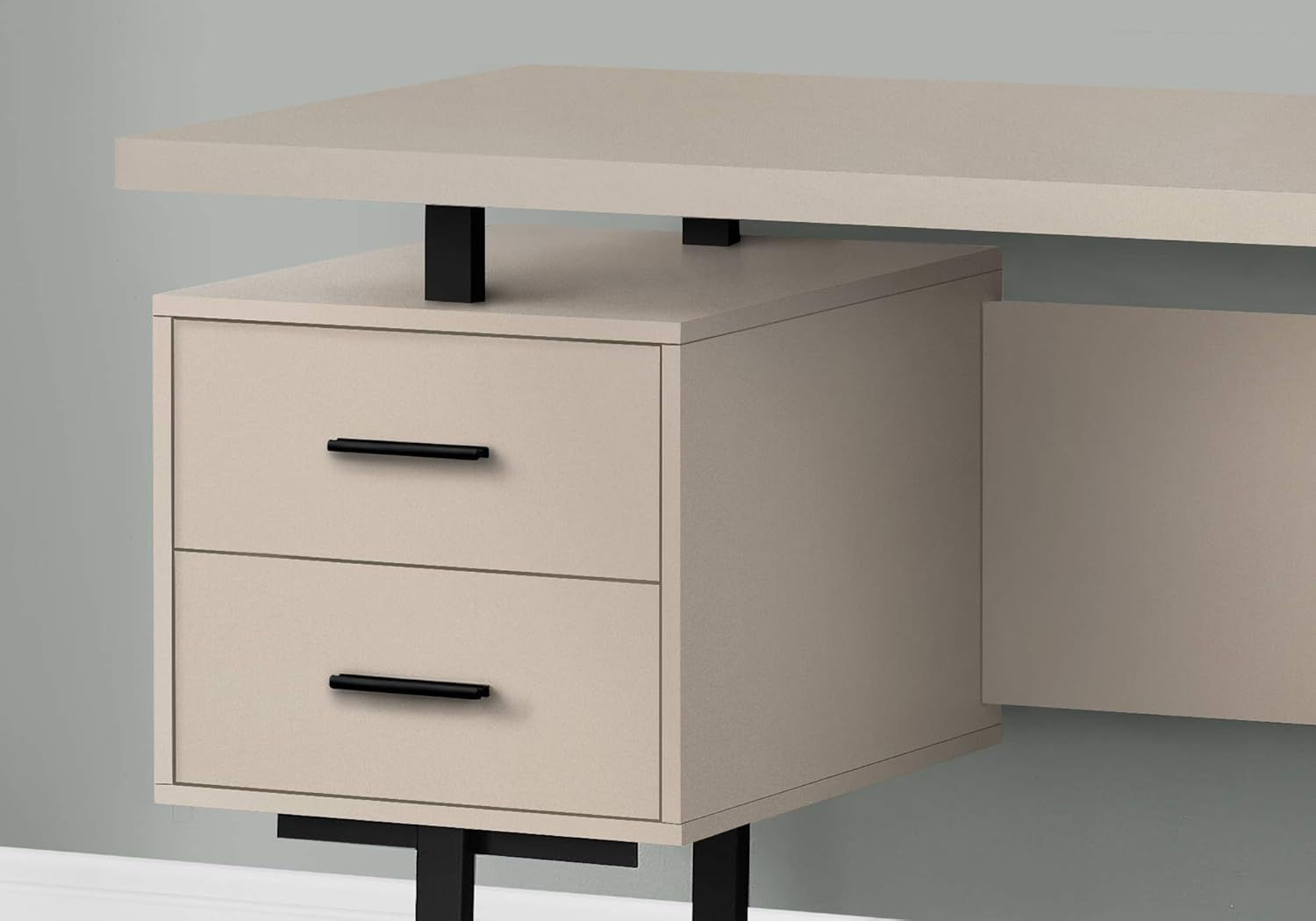 Monarch Specialties I 7629 Computer Desk, Home Office, Laptop, Left, Right Set-up, Storage Drawers, 60" L, Work, Metal, Laminate, Beige, Black, Contemporary