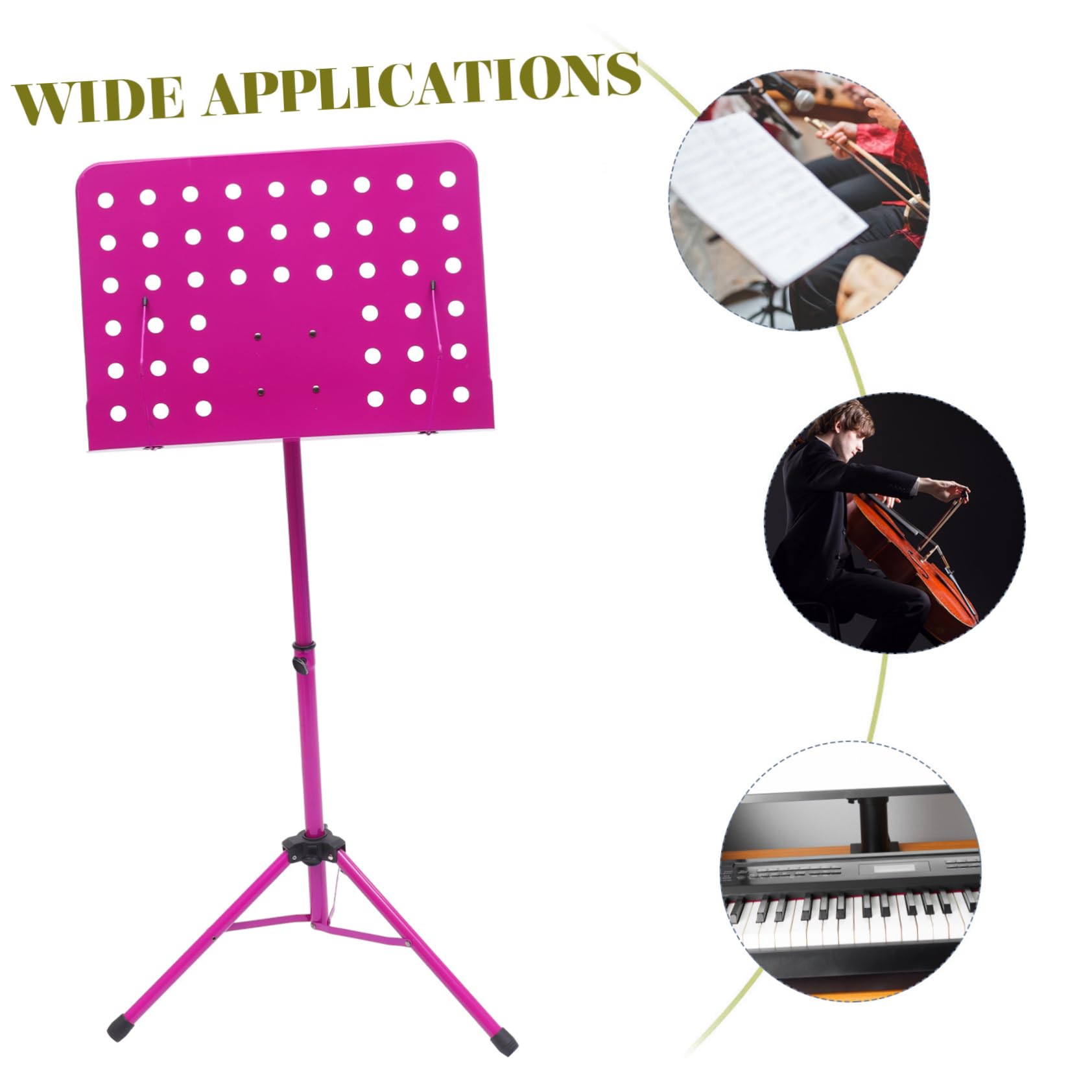 Toyvian Accessori Musicali Portatili Supporto Per Spartiti Musicali Treppiede Girevole A 340° Per Violino Chitarra Sassofono Costruzione in Lega Di Alluminio Casuale