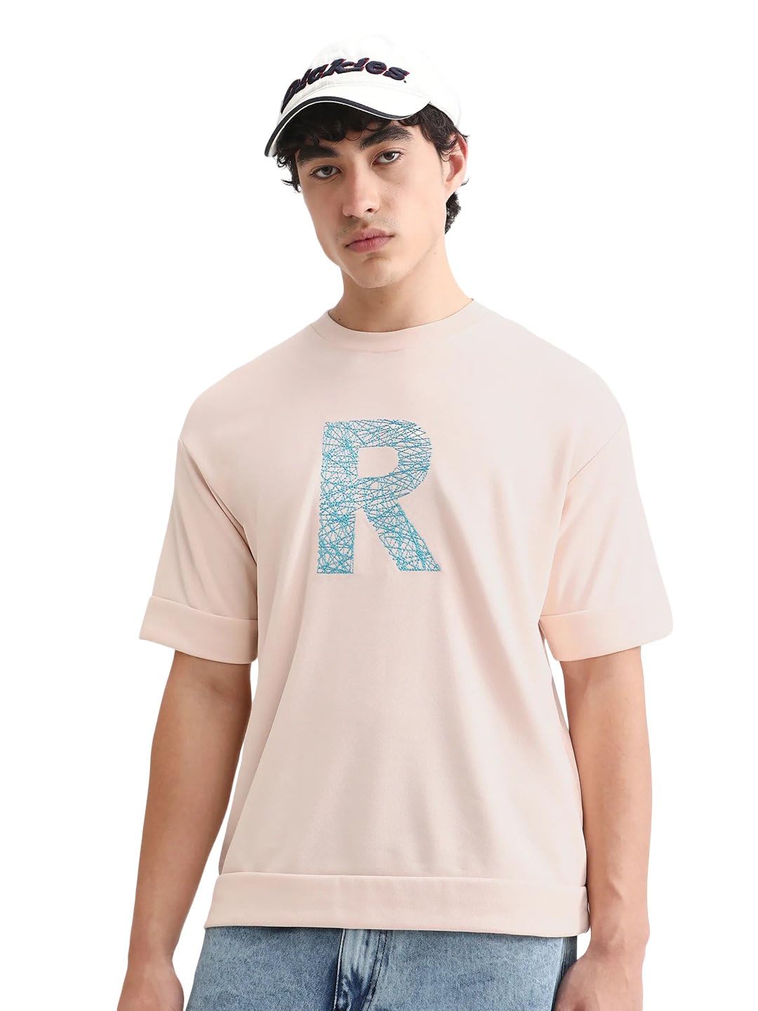 Rare Rabbit Oversized Embroidered t-Shirt in neutral