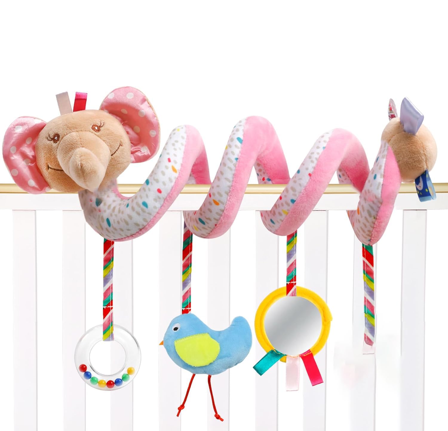 SNOWIE SOFT® Newborn Car Seat Toys, Stroller for Babyies 0-6 Months,Infant Activity Spiral Plush Hanging - Carseat Stroller Crib for Boys Girls 0 3 6 9 Months-Multicolor-image-37