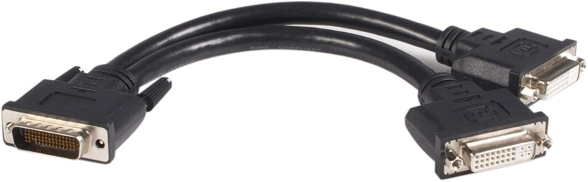 DMS 59 to Dual DVI I - 8in - DMS 59 to 2x DVI - Y Cable - DVI Splitter Cable - Monitor Splitter Cable - DMS 59 Cable DMSDVIDVI1,Black
