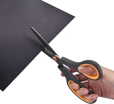 CCR Scissors 8 Inch Soft Comfort-Grip Handles Sharp Titanium Coating Blades, 4-Pack