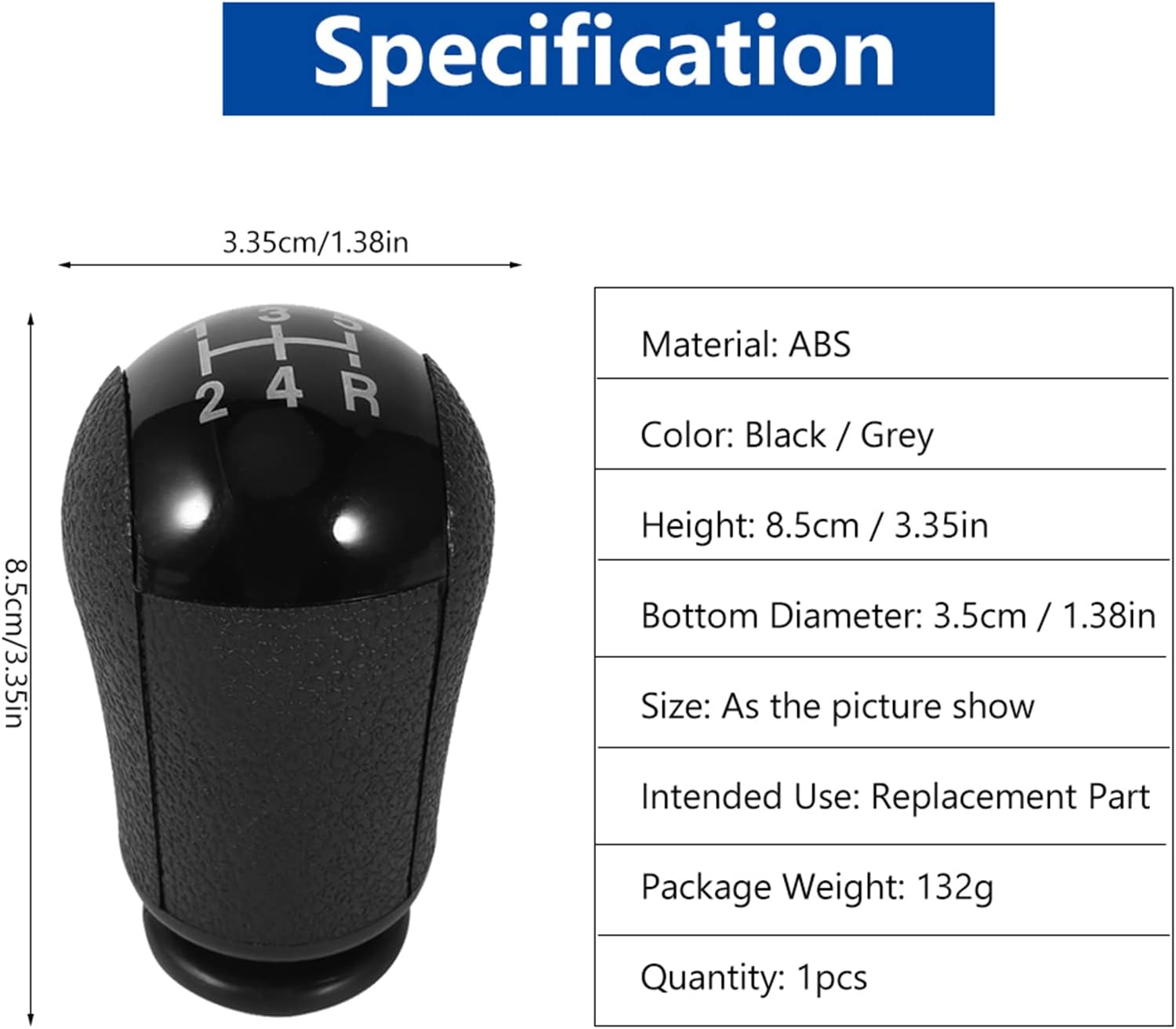 Shift Knob, Ergonomic Easy Install Durable Manual Transmission 5 Speed Gear Shift Knob Black Finish for Drivers Car Enthusiasts Daily Commuters Auto Customization Upgrades
