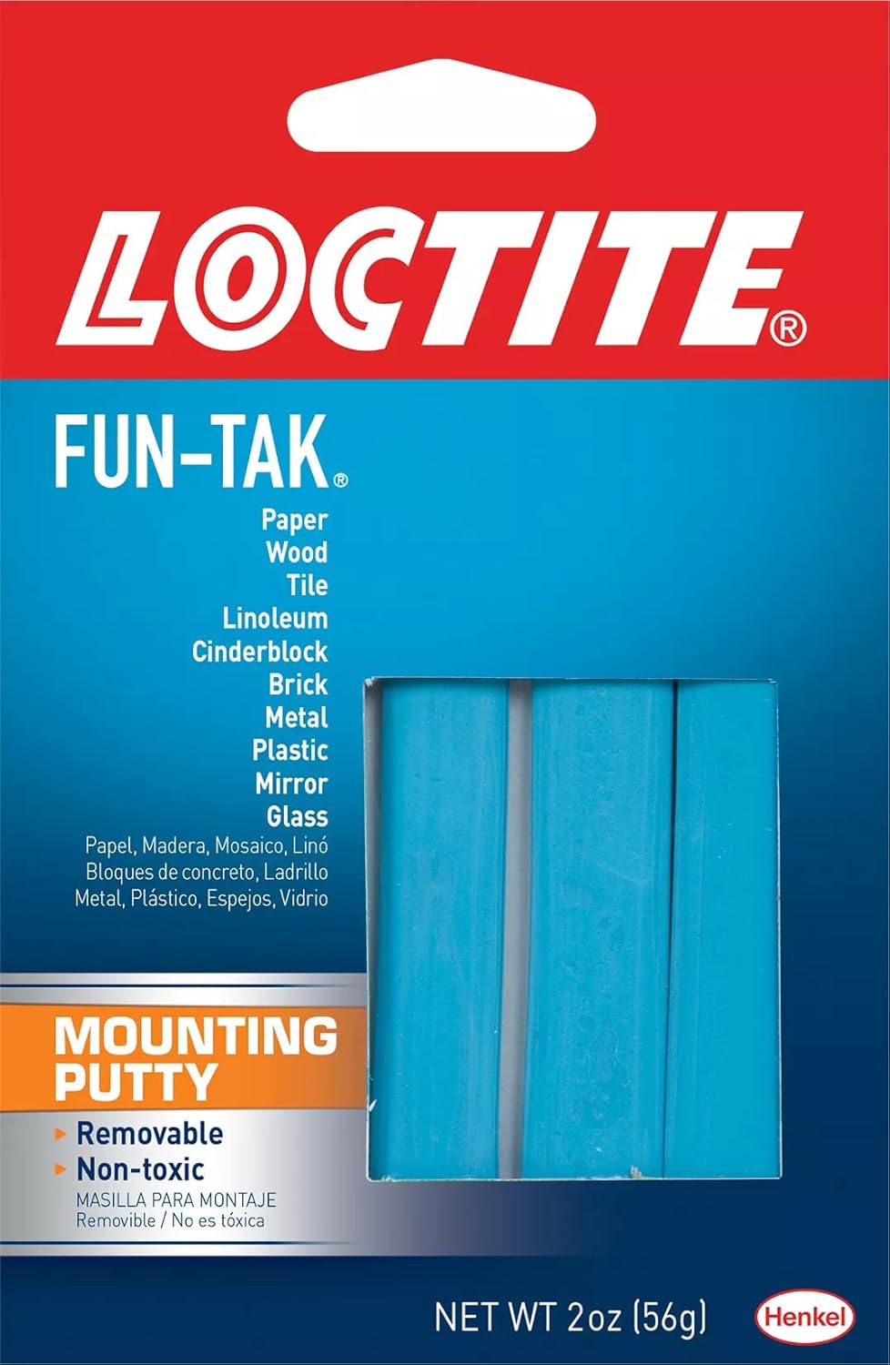Loctite 1087306 Fun-Tak Mounting Putty, 2 oz, Blue