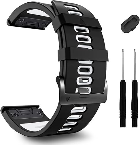 Miniatura 48 de ZPJPPLX Correas de reloj de 1.024 in de fácil ajuste para tactix 8, Fenix 8, 2.008 in, 7X Pro 6X 5X, correas deportivas de silicona suave 3 Pack 1