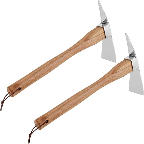 KEILEOHO 2 hachas de púa manual para jardinería, hacha de púa de jardín, hacha de púa resistente para excavar, azada de pico forjada de jardín con